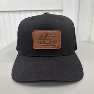 Casquettes de camionneur de haute qualité avec logo personnalisé en relief sur patch en cuir, casquettes de camionneur personnalisées en gros, gorras ajustables pour l'extérieur - Product Image 1