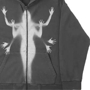 Sudadera con Capucha para Hombre, Estilo Urbano, Oversize, con Efecto Desgastado, de Forro Polar, con Estampado Vintage, de Gramaje Pesado y Corte Holgado - Product Image 2