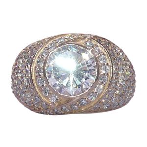 Gemvanity SR1462 Anillo de Moissanita con Corte Brillante y Engaste de Canal Clásico de Lujo Chapado en Oro de 14K y Plata, para Mujer y Unisex, Ideal para Fiestas - Product Image 2