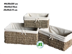 Handwoven Seagrass Rectangle Simple Design Multipurpose Multifunction Storage Basket Handle Eco-Friendly Organizing <b>Solution</b> for - Product Image 5