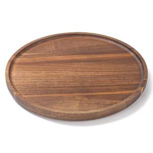 Bandeja Redonda de Madera, Bandeja Decorativa de Madera de Acacia para Mesa de Centro y Decoración del Hogar, Tabla de Madera para Aperitivos y Charcutería - Product Image 3