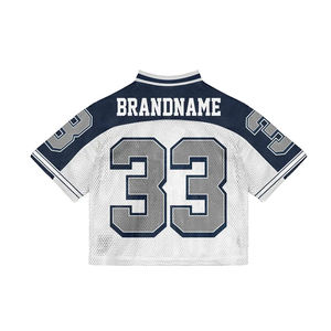 Camiseta de fútbol americano retro de algodón con malla, estilo vintage, holgada, deportiva, urbana, personalizada de fábrica para hombre - Product Image 3