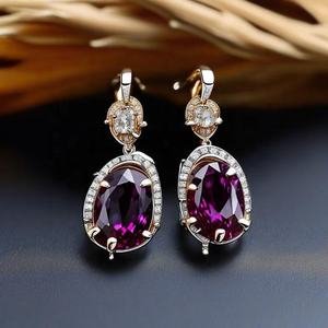 ต่างหู925ยาวสีเงินสเตอร์ลิงพร้อมอเมทิสต์สีฟ้าสำหรับผู้หญิงเครื่องประดับแฟชั่น - Product Image 2