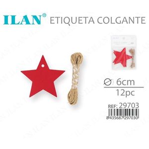 Etichetta Pendente a Stella Ilan 6cm Rossa 12pz per Decorazione Abbigliamento - Product Image 3