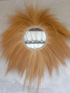 <b>Round</b> Bohemian Wedding <b>Wall</b> <b>Mirror</b> with Natural Rattan Sunburst Frame Handmade Eco-Friendly - Product Image 5