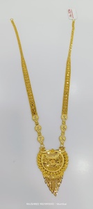 22K Solid Gold Rani Haar Long Necklace Traditional Indian <b>Bridal</b> Haram Real Yellow Gold Wedding Jewelry for Women - Product Image 3