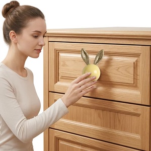 Resin Rabbit-Shaped Drawer <b>Knob</b> Yellow <b>Gold</b> Modern Design Eco-Friendly Durable for Kids Furniture - Product Image 2