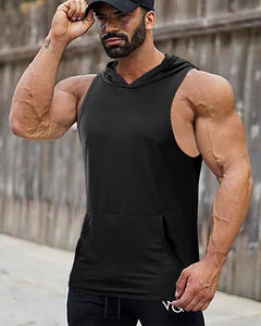 Sudadera con capucha sin mangas para hombre, estilo gimnasio, para correr, transpirable, informal, ligera, tela suave y elástica para un mejor ajuste. - Product Image 3