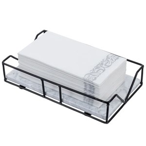 Porta toallas de invitados de metal negro mate, dispensador de servilletas de papel alargado con base ranurada - Product Image 6