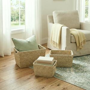 Juego de 3 cestas tejidas con bases inclinadas. Cesta de almacenamiento hecha a mano. Venta al por mayor. Ecológico. Hecho en Vietnam. - Product Image 3