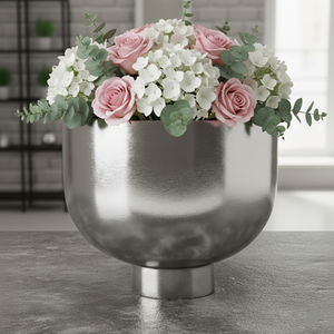 Ensemble de 3 vases rectangulaires de luxe en aluminium poli miroir, écologiques, modernes, géométriques, argentés, haut de gamme - Product Image 3