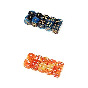 Juego de dados de resina hechos a mano con remolinos azules y naranjas, puntos blancos para juegos de mesa, piezas decorativas coleccionables - Product Image 2