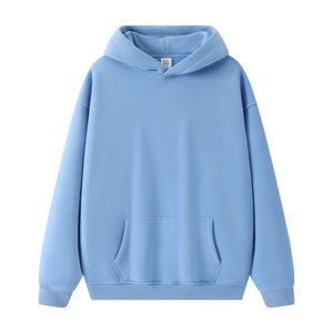 เสื้อฮู้ดผู้ชายไซส์ใหญ่ สีฟ้าอ่อน ผ้าฟลีซสีพื้น สวมใส่สบาย มีกระเป๋า เหมาะสำหรับฤดูหนาว ผลิตจากผ้าฝ้าย 100% - Product Image 2