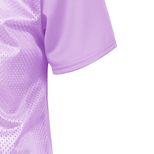 Maillot de baseball violet personnalisé unisexe en mesh respirant à boutons, vêtement de sport pour adulte à manches courtes et col en V - Product Image 3