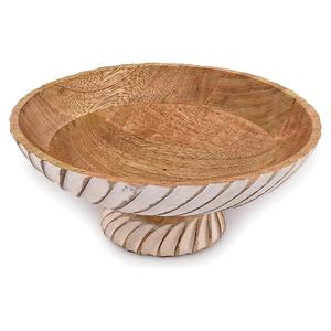 Soporte de Pedestal Grande de Madera de Mango Ecológica Tallado a Mano, Moderno, de Lujo, Personalizable, para Decoración del Hogar, Centro de Mesa, Frutero - Product Image 6