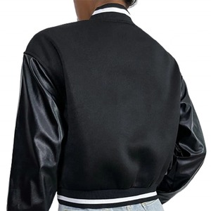 Veste de sport personnalisée à col en V pour femme avec manches en cuir - Product Image 4