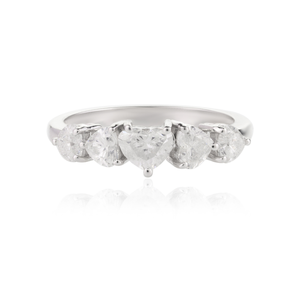18K Solid Gold Five Heart Diamond Wedding Ring Oval Cut VVS1-VVS2 Clarity IGI Certified - Product Image 2