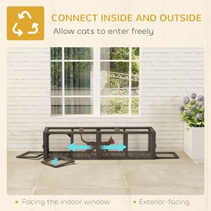 Recinto Estensibile in Legno per Animali Domestici da Esterno da 150 cm con 3 Porte, per Gatti e Cuccioli, con Ruote per Esercizio, Grigio, Tunnel per Gatti da Esterno - Product Image 4