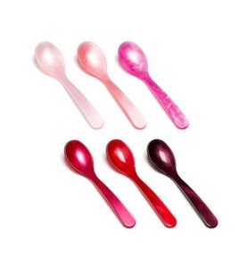 Ensemble de 6 cuillères en résine faites à la main sur le thème des anges, avec forme personnalisée et dégradé de couleur rose et rouge, pour la décoration de la maison et des fêtes - Product Image 1