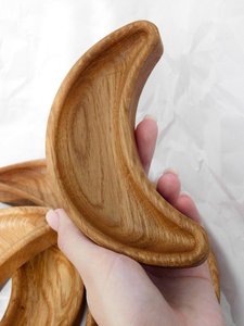 Cuenco de Madera Artesanal en Forma de Luna, Portavelas de Cera Natural para Interiores Rústicos y Modernos - Product Image 5