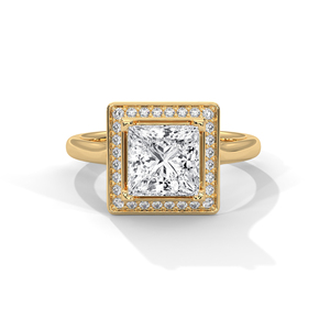 GRA Certified Sparkling Design <b>Ring</b> For Women Fine 14k Yellow Gold <b>Ring</b> With Square Cut Lab Grown Diamond Hand <b>Crafted</b> Jewelry - Product Image 1