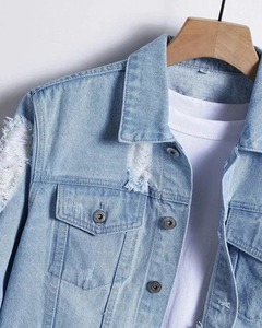 Wholesale New Fashion Plain Washed Cotton Casual <b>Black</b> Men's Denim <b>Jeans</b> <b>Jacket</b> Custom Denim <b>Jackets</b> for Men and Women - Product Image 4