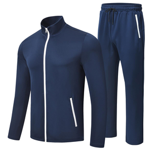 Ensemble de survêtement pour homme à col montant, poches latérales zippées, de haute qualité, respirant, léger, pour l'entraînement sportif et le jogging - Product Image 1