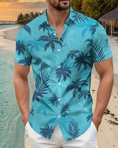 Men's Casual Stylish Hawaiian Shirt Marine Animal Digital Print Eco-Friendly Polyester/Cotton Fabric Quick Dry Breathable ODM - Product Image 1