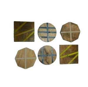 Factory Supply Classic Style Round <b>Square</b> Wooden Resin Coaster Custom Size For Kitchen Restaurant Party Use Tabletop Decor - Product Image 3