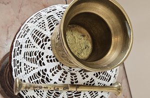 Antique Brass Mortar and Pestle Handmade Vintage Spice Grinder <b>Decorative</b> Metal Herb Crusher Traditional <b>Kitchen</b> Tool Home <b>Decor</b> - Product Image 2