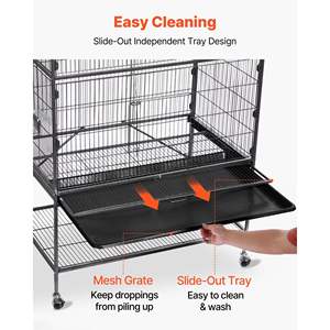 Jaula para Pájaros de Hierro Forjado con Techo Plano de 31.5 x 20.5 x 52 Pulgadas para Loros, Pinzones Azules, Periquitos Monje, con Perchas y Bandeja Extraíble - Product Image 6