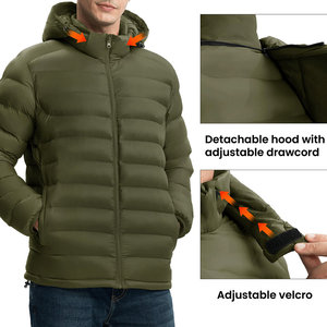 <b>Men</b> Custom Logo High Quality 100% Nylon Puffer <b>Jackets</b> Front Hooded Collar Regular Wear Adults Streetwear Winter Cheap Price - Product Image 5