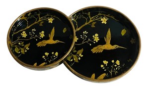 <b>Black</b> Gold Bird Print Serving <b>Tray</b> Set Decorative Wood Bohemian Multi-functional <b>Tray</b> for Tea Coffee Snacks Luxury Home Decor - Product Image 2