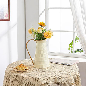 <b>White</b> Metal Pitcher Planter Farmhouse Galvanized Flower Vase Rustic Decorative Milk <b>Jug</b> Planters - Product Image 4