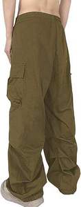 Cheap Price Men's Olive Green Cargo <b>Harem</b> Pants Elastic Waist Drawstring Multiple Pockets Casual Street Style Spring Wear - Product Image 5
