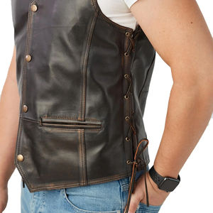 Chaleco de Cuero 100% Genuino para Hombre, Estilo Motero, Uso Casual, Tejido de Punto, Talla Grande, Ideal para Invierno - Precio Bajo - Product Image 5