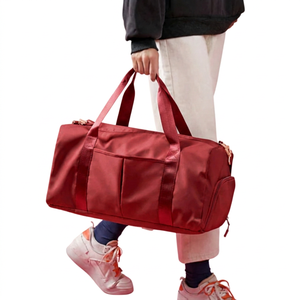 Pink Polyester Gym Duffle <b>Bag</b> With Zipper Closure Large Capacity 30-40L Unisex Casual Style Soft Handle Interior Compartment - Product Image 3