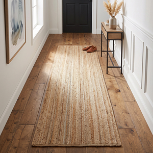 Alfombra de Yute Orgánico Trenzado a Mano NYKO MART JR-02A, Antideslizante, Ecológica, Moderna, de Color Sólido, Estilo Bohemio, de Pelo Corto - Product Image 1