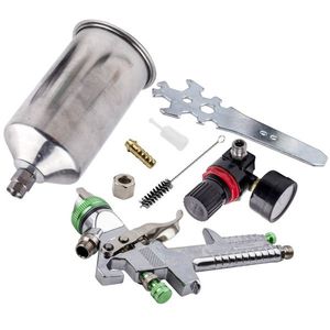 Kit Pistola a Spruzzo per Auto HVLP 2.5mm con Alimentazione a Gravità/Pressione, Regolatore, Manometro, Ugello 1.3mm per Verniciatura Automobilistica, Materiale in Lega OEM - Product Image 2