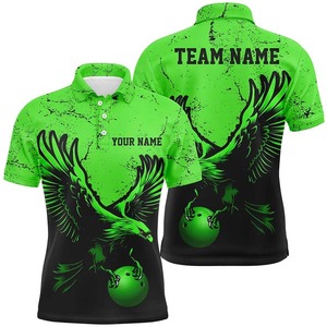 Custom <b>Bowling</b> Polo Shirt Men's Short Sleeve Sublimated Print 100% Polyester Quick Dry Team Name Personalized Front Back Design - Product Image 3