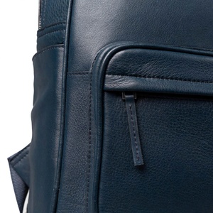 Modern Unisex Genuine Leather Tactical Sports <b>Backpack</b> Solid Navy Blue Zipper Closure Front Pocket Adjustable <b>Strap</b> Durable - Product Image 5