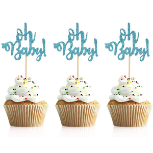 Décorations de gâteau en or rose « Oh Baby » pour fête prénatale, révélation du sexe (garçon/fille), 1er anniversaire, fournitures de décoration de gâteau - Product Image 2