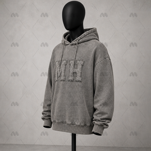 Sweat à capuche unisexe surdimensionné en coton molletonné lavé, 350g, de haute qualité, écologique, personnalisable OEM, style vintage - Product Image 2