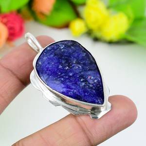 Pendentif en saphir bleu naturel, argent sterling 925, pendentif élégant, cadeau d'anniversaire pour femmes - Product Image 6