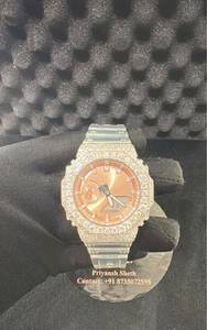 Reloj Iced Out con Moissanita, Movimiento de Cuarzo, Esfera Redonda, Resistente al Agua, Estilo Hip Hop Unisex, Bisel y Correa Personalizados - Product Image 1