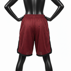 Short de basket-ball pour femmes, léger, en tissu polyester mesh, 145 GSM, coupe athlétique, empiècements latéraux, logo personnalisé. - Product Image 2