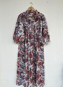 Femmes filles imprimé pur coton Maxi robe indien bloc imprimé décontracté été soirée à la mode en gros longue Midi en vrac - Product Image 3