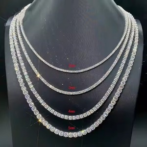 สร้อยคอเทนนิสทรงกลมประดับเพชรแบบ Iced Out พร้อมสร้อยคิวบาฮิปฮอปสีเงินสำหรับผู้ชาย สร้อยคอแบรนด์เนมจากอินเดีย - Product Image 5