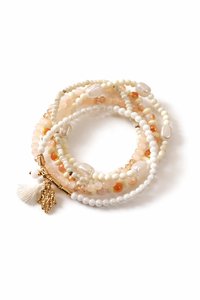 Bohemian Handmade Eco-Friendly Beaded <b>Bracelets</b> Set with Imitation Pearl <b>Shell</b> Gold Plated Charms Women's Jewelry for Party Wear - Product Image 3