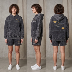 Custom Logo Heavyweight French Terry Hoodie and Shorts <b>Set</b> Vintage Mineral Acid Wash Oversized Streetwear Two Piece Outfit - Product Image 4